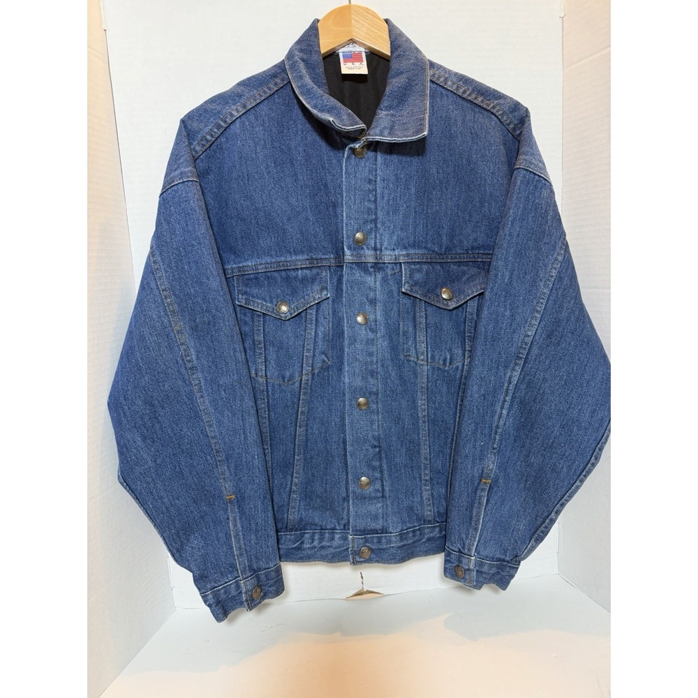 Vtg NRA Denim Jacket Mens Medium Concealed Carry Western MADE USA Snaps Heavy